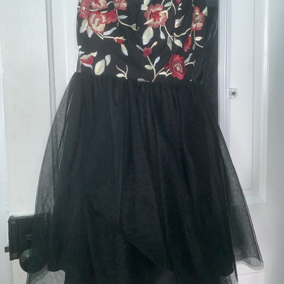 Black Floral Mini Dress - Picture 2 of 5